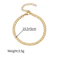 Gold plated stainless steel Cuban chain bracelet with 15.5cm length and 5cm extension - Gold Cuban Link Bracelet (1089)