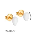 Boucles d'oreilles gouttes en acier inoxydable doré avec perles blanches, 0,8cm et 0,7g - Goutte d'eau-Blanc