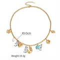 Halskette aus 18K vergoldetem Edelstahl mit Tulpen-Herz- und Türkisanhängern - Tulpe Und Herz Stil (N2207-B)