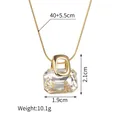 18K vergoldete Halskette mit rechteckigem Zirkon-Anhänger und feiner Schlangenkette - Halskette S133