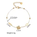 Lucky 18K gold plated stainless steel bracelet with clover and diamond charms - Clover Style (1133)