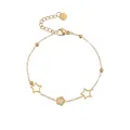 Elegant 18K gold-plated stainless steel bracelet with star charms and zircon crystals - Star Flower Style (1134-xiao)