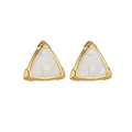 Minimalistische geometrische Dreiecksohrstecker in Gold mit weißer Spiralstruktur - Weiß