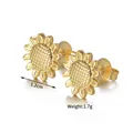 Macro shot showing 1.2cm vintage sunflower stud earrings with detailed petal texture - Large Sunflower Style (CXE999-da)