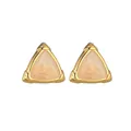 Minimalistische goldene Dreieck-Ohrstecker mit cremefarbener Marmorierung und Details - Aprikose