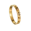Boheems goud roestvrijstalen armband met gegraveerde randen en kristallen sterretjes - Goud Wit Kruis Ster Bloem Stijl (B1141-bai)