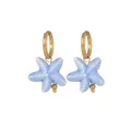 Chic gold hoop earrings with light blue ceramic starfish charms in a coastal design - Light Blue Turtle