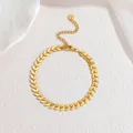 Elegant 18k gold plated stainless steel wheat leaf bracelet with pearls on white marble - Minimalist Leaf Chain Style (CX-B1287-A)