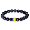 8mm dunkelblaues Sandstein-Armband mit bunter Regenbogenperle für Paare - Blauer Goldfluss