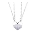 Detailed view of silver couple necklaces with magnetic split heart pendants in geometric style - Combination 3 (All Silver)
