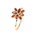 Elegant rose gold flower ring with marquise-cut red crystals and milgrain detailing - US 10 / Red Garnet Ring