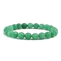 8mm green turquoise elastic beaded bracelet set with faceted semi-precious natural stones - Green Aventurine