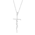 Minimalist silver faith letter cross necklace with a polished metal finish for women - Silver