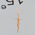 Minimalist rose gold Faith letter cross pendant necklace on a delicate link chain - Rose Gold