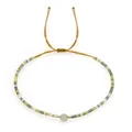 Bohemian beaded bracelet with light green gemstone and adjustable golden cord - Yellow Rope/Translucent Bead/Green White Grey Gold Bead(BR0120)