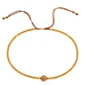 Bohemian beaded bracelet featuring gold cylindrical beads and a brown natural stone - Gold Rope/Brown Spotted Bead/Gold Tube Bead(BR0113)