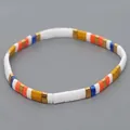 Χειροποίητο βραχιόλι με χάντρες Heishi ουράνιο τόξο και χρυσά μεταλλικά στοιχεία - Λευκό Πορτοκαλί Μπλε Χρυσό