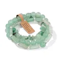 Set di tre bracciali in pietre naturali verdi con distanziali argento e cartellino - Stile Avventurina (FK2056) / 19cm