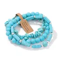 Set di 3 braccialetti in perline di turchese con ciondoli rettangolari e targhette - Stile Turchese (FK2061) / 19cm