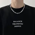 Detail of silver irregular beads necklace worn by model on black t-shirt with metal luster - 45+5cm / Colorful Beaded Necklace