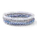 Set de pulseras bohemias de cuentas de cristal en tonos transparentes, grises y azules - Estilo Tono Frío Azul Gris (FK1434-19cm)