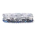 Bohemian crystal bead bracelet set with blue and grey color gradient and faceted beads - 19cm / Transparent Silver Gray Medium Blue Dark Blue Gradient Style (FK2258-19CM)