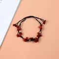 Bracelet en pierres naturelles rouges concassées avec cordon noir tressé réglable - Agate Rouge du Sud
