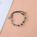 Bracelet cordon noir tissé à la main avec perles de quartz rose irrégulières - Quartz rose