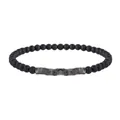 Macro-detail van matzwarte kralen en gestructureerde tijgeroogstenen op de kralenarmband - ZJ11731-Zwart Mat Metallic Kubus Armband