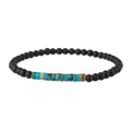 Bracciale di perle fatto a mano con pietre nere opache e perline di turchese cilindriche - Stile Nero Opaco e Turchese Cilindrico (ZJ11727)