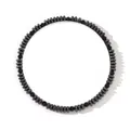 Macro detail of natural stone beaded bracelet with hematite-style multifaceted black beads - Black Flat Disc Faceted Bead Bracelet (TDS-B24062001A)