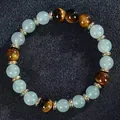 Pulsera de la riqueza 8mm en ojo de tigre y cristal verde con cuentas doradas diy - Estilo Aventurina Verde Claro Ojo de Tigre Espaciador Dorado (5)