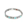 Dettaglio del bracciale magnetico in argento con pietre blu e magneti energetici interni - Argento/Zirconia Blu