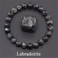 Natural labradorite beaded bracelet with iridescent flash and centerpiece stone - Black Spectrolite