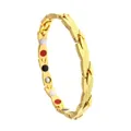 Men's magnetic therapy gold bracelet with dragon scale texture and multi-color inserts - Gold