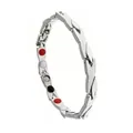 Men's magnetic therapy bracelet with silver dragon pattern links and energy stones - Silver