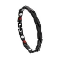 Detail of matte black dragon link bracelet with red and white magnetic inserts - Black