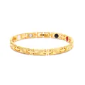 Bracelet magnétique doré avec motif de croix, texture dragon et inserts colorés - Or