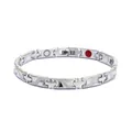 Bracelet en acier inoxydable poli motif dragon avec pierres de magnétothérapie - Argent
