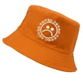 Bob orange avec visage triste brodé et texte rare, chapeau soleil minimaliste en coton - Orange