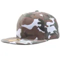 Casquette hip-hop camouflage à visière plate marron et vert avec autocollant doré - Camouflage Numérique Clair