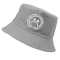 Unisex grijze katoenen vissershoed met sad face afbeelding en cirkelvormig patroon - Grijs