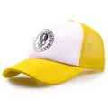 Gelb-weiße Mesh-Trucker-Cap mit Agents Bass Totenkopf-Logo und gebogenem Schirm - L(58-60cm) / Gelb