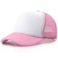 Classic pink and white trucker hat with mesh back and adjustable foam front panel - Pink