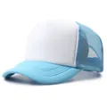 Lichtblauwe en witte truckerpet met mesh achterkant en verstelbare riem voor aangepast logo - S (54-56 cm) / Hemelsblauw