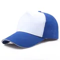 Blauw-witte contrast 5-panel twill katoenen baseballpet met een gebogen klep ontwerp - Verstelbaar / Blauw