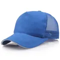 Gorra de camionero azul de algodón transpirable con cinco paneles y costuras reforzadas - Ajustable / Azul