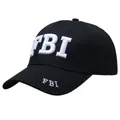 Taktische schwarze Baseballkappe mit weißem 3D-FBI-Stickerei aus atmungsaktiver Baumwolle - Verstellbar / FBI Stil (F)