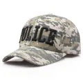 Casquette de baseball camouflage numérique avec lettrage POLICE brodé en noir - Motif POLICE