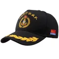 Schwarze Baumwoll-Baseballkappe mit goldener Militärstickerei und kurzem Schirm - Größe L(58-60cm) / Marinekorps Stil